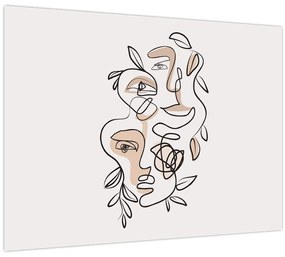 Obraz - Line art tváre (70x50 cm)