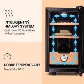 Klarstein El Presidente 23, humidor na cigary, 23 l, 45 W, dotykové ovládanie, bukové drevo, LED