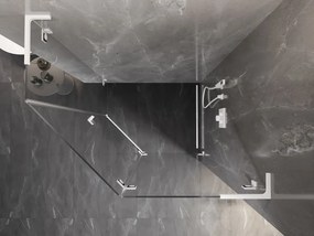 Mexen Lunar, L pravý výklopný päťuholníkový sprchový kút 100 x 80 cm, 8mm číre sklo, biely profil, 831L-100P-080L-20-00-P