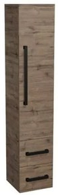 Kúpeľňová skrinka vysoká s čiernou úchytkou SAT Cube Way 35x163x33 cm dub Wellington mat CUBE3CV35DW, 1 ks