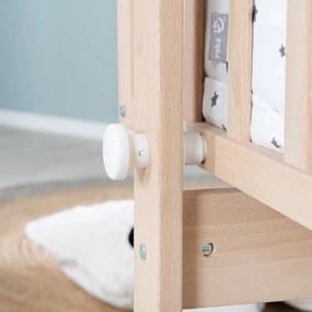 Kolíska z bukového dreva na kolieskach/s baldachýnom 40x90 cm v prírodnej farbe – Roba