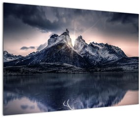 Obraz jazera s horou (90x60 cm)