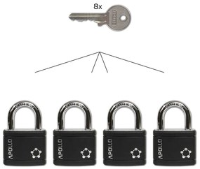 RV.APOLLO.40.SET4.CRN sada visiacich zámkov