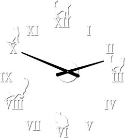 Nalepovacie hodiny na stenu mačky - DIY CAFORD: Čierna Ral 9005 Čierne ručičky 80 cm 3707-33361 12P020 2D CLOCK HEU-