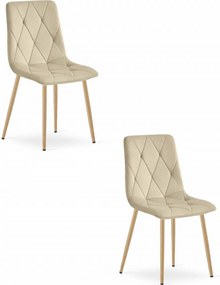 LEOBERT Sada 2 velúrových čalúnených stoličiek - prešívaná béžová