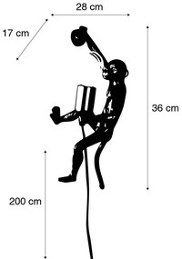 Zlatá nástenná lampa opica - Animal Monkey