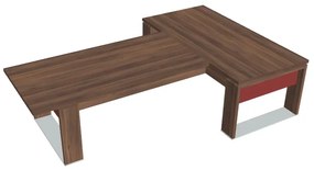Stôl Verno+ S 200 x 300 cm s rokovacím prvkom, orech / červená