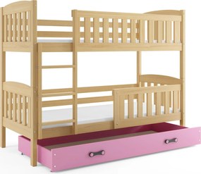 Poschodová posteľ KUBO 200x90 | borovica - ružová