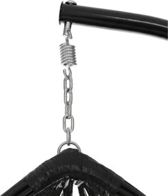 Závesné kreslo TARINO so stojanom, čierne/sivý vankúš