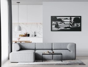 drevko Drevený obraz Prístav Rozmer obrazu: 22 x 44,5 cm, Farba dekorácie: Čierna