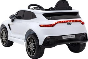 Ramiz Aston Martin DBX na batérie pre deti Biely + diaľkové ovládanie + EVA + pásy + pomalý štart + LED zvuk
