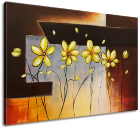 Gario Ručne maľovaný obraz Žlté kvietky Rozmery: 120 x 80 cm
