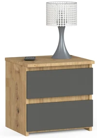 Nočný stolík Cleania CL2 (dub artisan + sivá). Vlastná spoľahlivá doprava až k Vám domov. 1069937