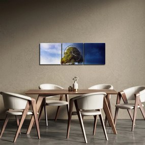 Obraz - Deň a noc (s hodinami) (90x30 cm)