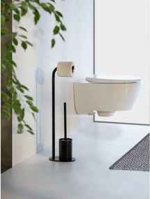 Čierny oceľový stojan na toaletný papier s kefou Levante – Wenko