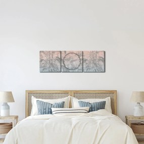 Obraz - Tropické rastliny na stene (s hodinami) (90x30 cm)