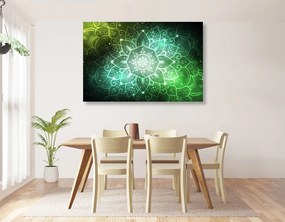 Obraz Mandala s galaktickým pozadím v odtieňoch zelenej - 60x40