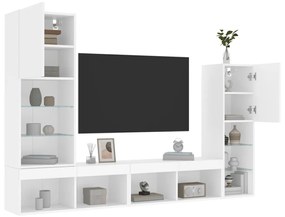 4-dielne TV nástenné skrinky s LED biele kompozitné drevo 3216654