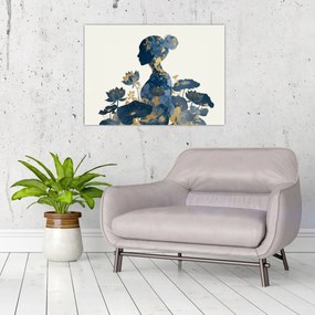 Sklenený obraz - Mramorový profil ženy (70x50 cm)