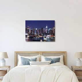 Sklenený obraz - Osvetlené New Yorské mrakodrapy (70x50 cm)