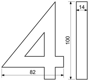 Domové číslo "4", RN.100LV, brúsené, čierna