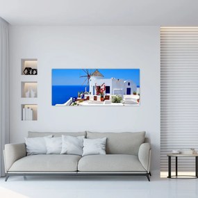 Obraz - Domček v Grécku (120x50 cm)