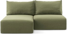 Zelená zamatová rozkladacia/s úložným priestorom rohová pohovka (ľavý roh/s leňoškou) Kalena – Makamii