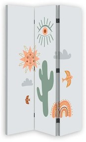 Ozdobný paraván Kaktusová rostlina - 110x170 cm, trojdielny, korkový paraván