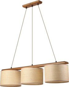 Luster na lanku AIDA 3xE27/15W/230V pr. 25 cm dub/rafia