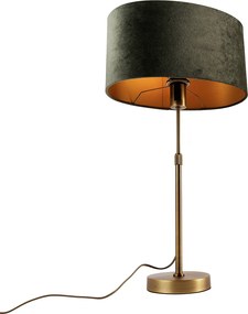 Stolná lampa bronzová s oválnym zamatovým tienidlom zelená 35cm - Parte