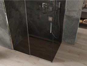 Mexen Omega, sprchovací kút s posuvnými dverami 110 (dvere) x 70 (stena) cm, 8mm sklo, chrómový profil-šedé sklo, 825-110-070-01-40