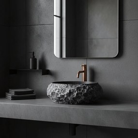 Rea Mika Gabro, umývadlo na dosku 480x380x155 mm, imitácia kameňa-čierna, REA-U0634