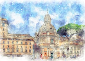 Sklenený obraz - Kostol Santa Maria di Loreto, Rím, Taliansko (70x50 cm)