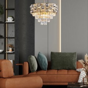 Luster na reťazi LUXURIA 9xE14/40W/230V zlatá