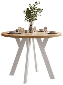 OKRÚHLY ROZKLADACÍ JEDÁLENSKÝ STÔL EWALD KRAFT ZLATÝ + BIELY 100/140 cm