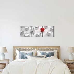 Obraz abstrakcie - kocky s guľou (s hodinami) (90x30 cm)
