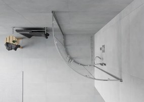Mexen Rio, štvrťkruhový sprchovací kút s posuvnými dverami 70(dvere) x 70(dvere) x 190 cm, 6mm číre sklo, chrómový profil, 863-070-070-01-00