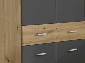 Šatníková skriňa Bremen, 91 cm, dub artisan/tmavo šedá