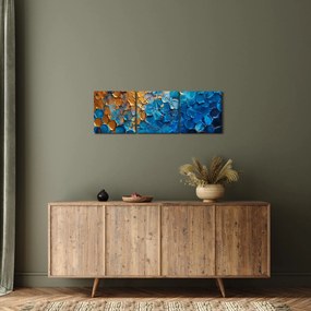 Obraz - Modrozlatá maľba (s hodinami) (90x30 cm)