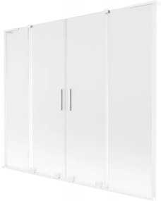 Mexen Velar L Duo, 2-krídlová posuvná vaňová zástena 200 x 150 cm, 8mm sklo námraza, biela matná, 896-200-003-32-20