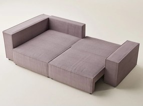 Fialová menčestrová rozkladacia/s úložným priestorom rohová pohovka (ľavý roh/do L) Tonga – Maison de Rêve