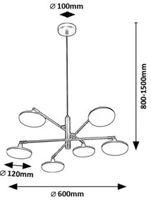 Rabalux 72239 - LED Luster na lanku MADI 6xLED/4W/230V 3000K