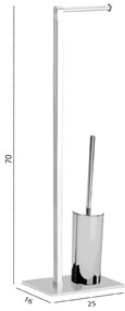 Gedy, Stojan s držiakom na toaletný papier a WC kefou, hranatý, chróm, 783213