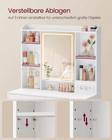 Toaletný stolík so zrkadlom a LED osvetlením RDT143WB01