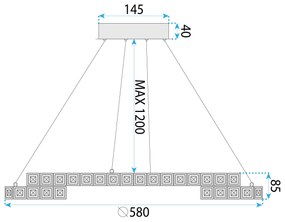 Toolight Toolight, LED stropné osvetlenie 60cm, 45W, 4000K, 2500lm, APP1770-CP, chrómová, OSW-04348