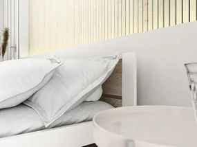 Posteľ IKAROS DOUBLE 180 x 200 cm, biela/dub sonoma Rošt: S lamelovým roštom, Matrac: Matrac COCO MAXI 20 cm