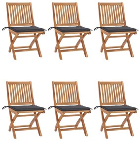 Skladacie záhradné stoličky s podložkami 6 ks tíkový masív 3072834