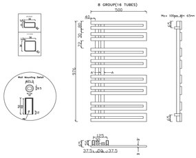 Sapho Sapho, VOLGA vykurovacie teleso 500x976mm, 308W, brúsená nerez, NR510