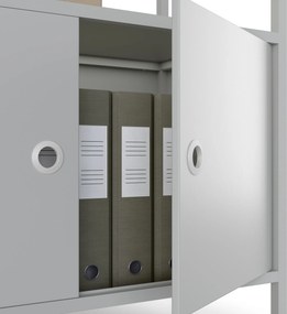 Kancelársky regál otvorený s tyčou na oblečenie, do recepcie a čakárne, kovový, sivý, 800x2200x400 mm: ARIEL
