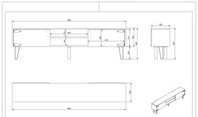 Obývací stěna ANTHES 1 180 cm ořech/černá